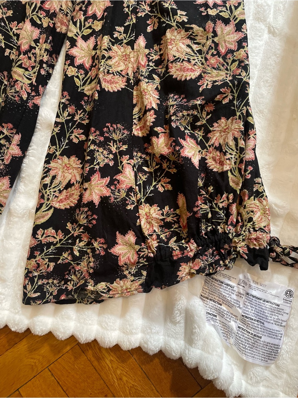 Free People Black Floral Wide-Leg Spaghetti-Strap Jumpsuit - Picture 9 of 15